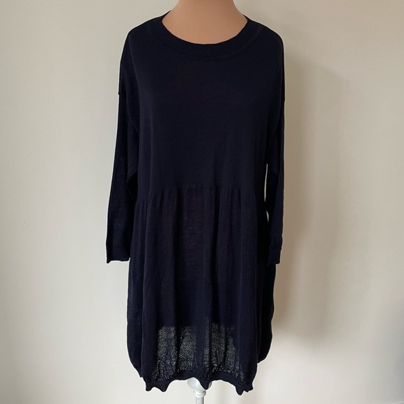 Knit Knit Brescia KSP31 Lagenlook Blue Long Sleeve Sweater Dress NWT Size Medium - Picture 1 of 10